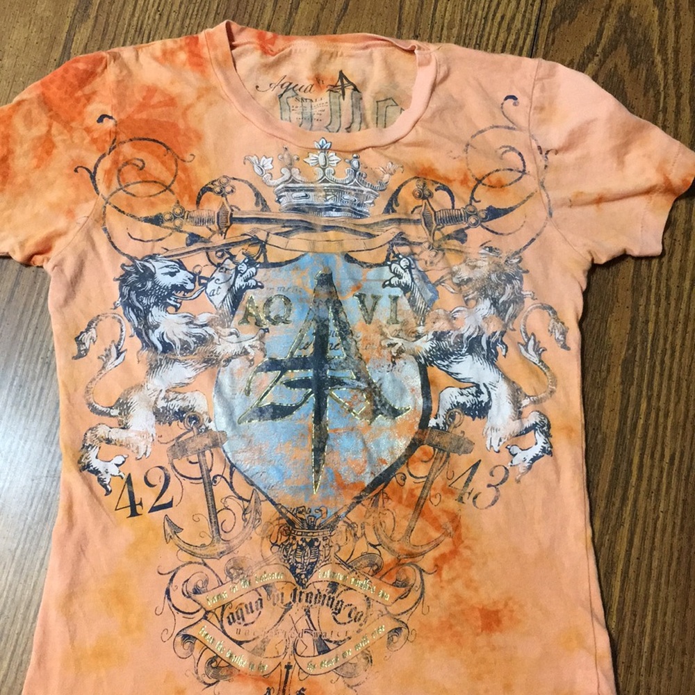 Aqua Orange Tie Dye Tee